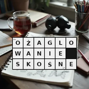Hasło krzyżówkowe rodzaj ożaglowania gdzie przednia krawędź żagli przymasztowych usytuowana jest w pobliżu płaszczyzny symetrii jachtu - ożaglowanie skośne – rozwiązanie, synonimy, podpowiedzi i definicje krzyżówkowe